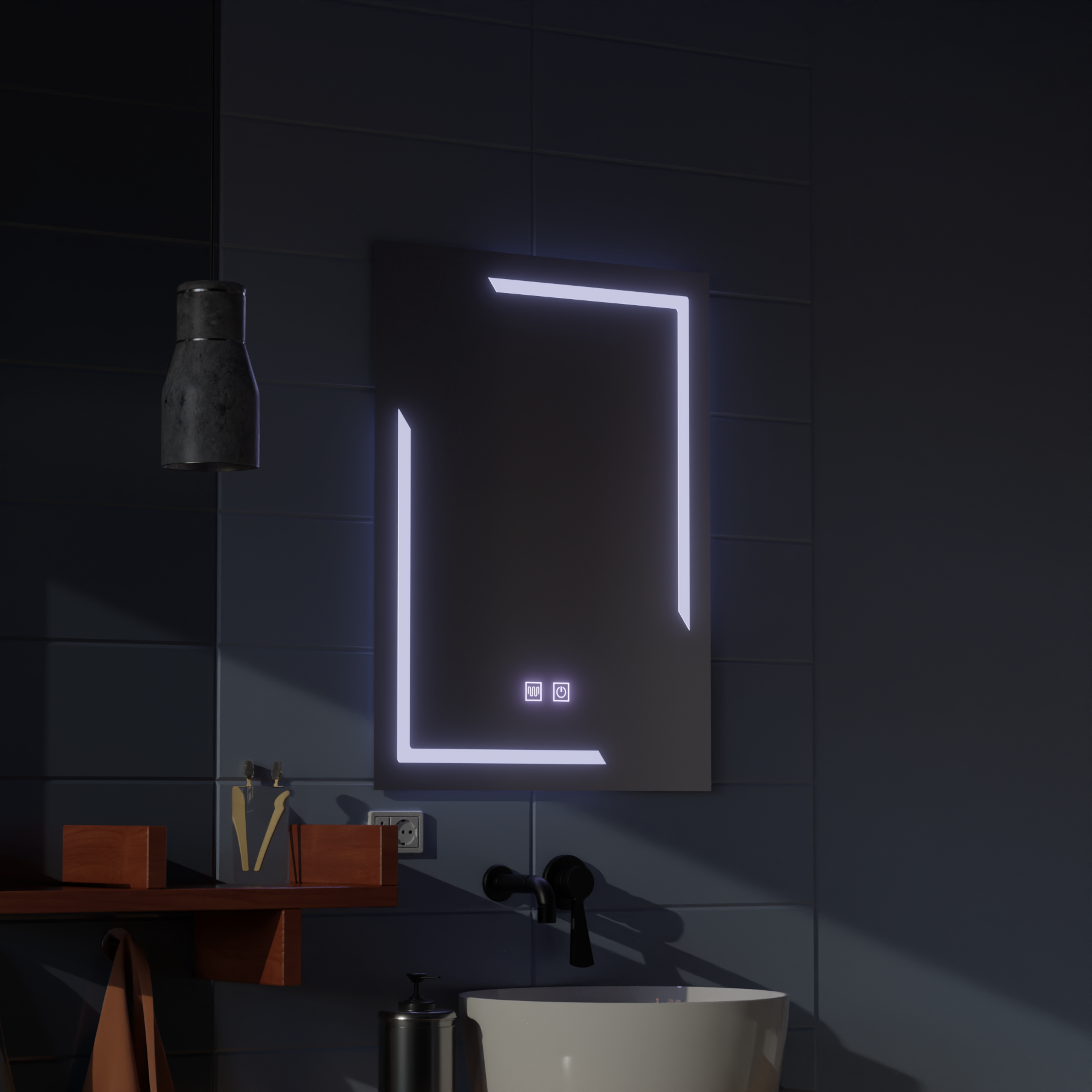 Prostokątne lustro LED, 60x80cm, ECLISSA Touch, system odmgławiania, ściemniane lustra Korman E Domyślny tytuł Alessandro Design