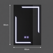 Prostokątne lustro LED, 60x80cm, ECLISSA Touch, system odmgławiania, możliwość przyciemniania