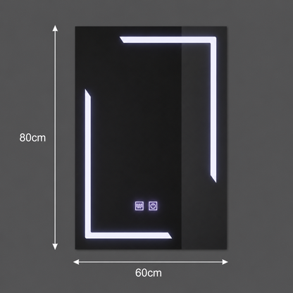 Prostokątne lustro LED, 60x80cm, ECLISSA Touch, system odmgławiania, możliwość przyciemniania