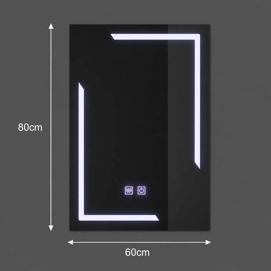Prostokątne lustro LED, 60x80cm, ECLISSA Touch, system odmgławiania, możliwość przyciemniania
