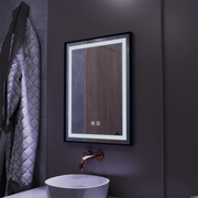 Lustro prostokątne LED, 60x80cm, EDGE Touch, system odmgławiania, czarna ramka