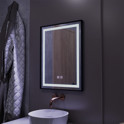 Lustro prostokątne LED, 60x80cm, EDGE Touch, system odmgławiania, czarna ramka