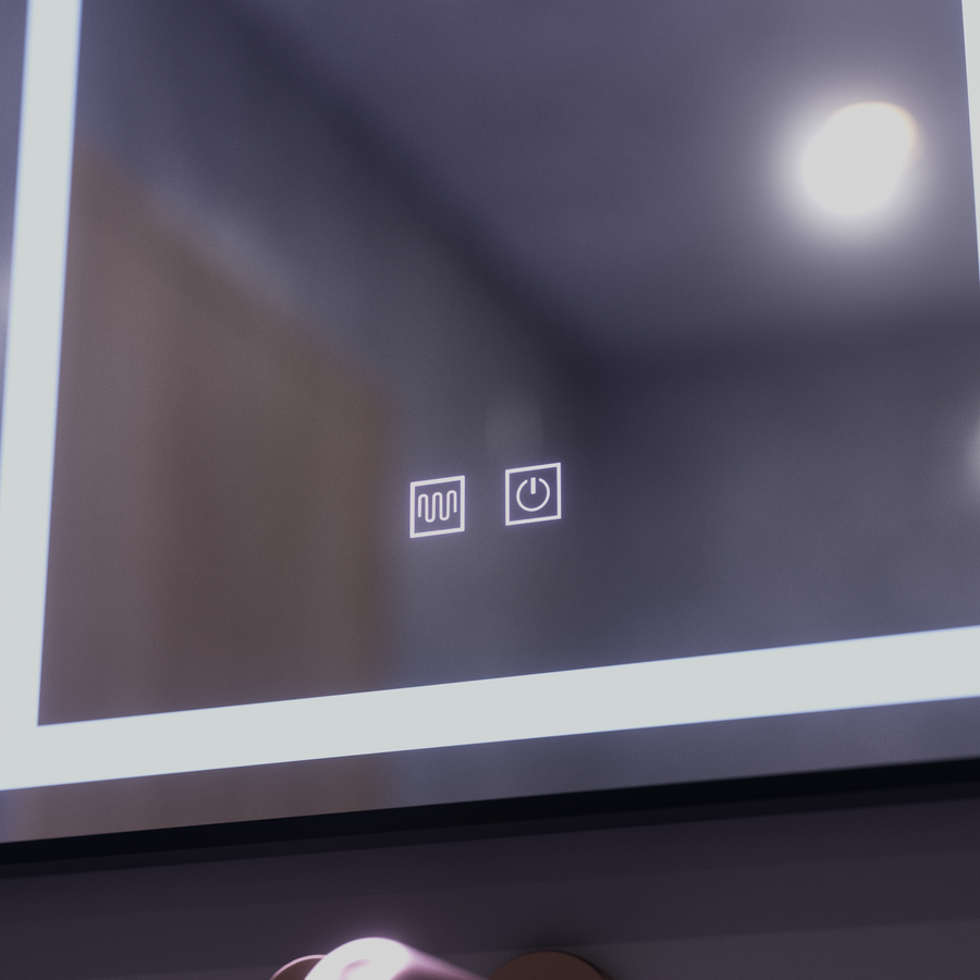 Lustro prostokątne LED, 60x80cm, EDGE Touch, system odmgławiania, czarna ramka