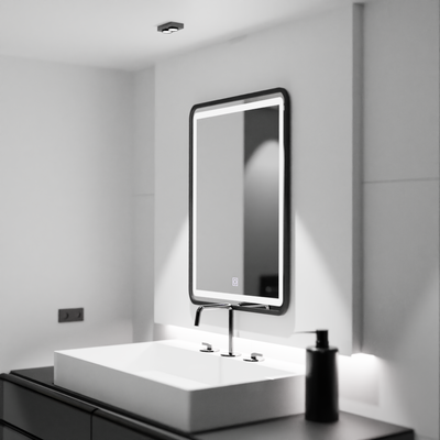 Lustro prostokątne LED o wymiarach 60x80cm z kloszem Basic Touch