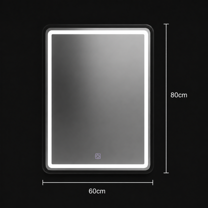 Lustro prostokątne LED o wymiarach 60x80cm z kloszem Basic Touch