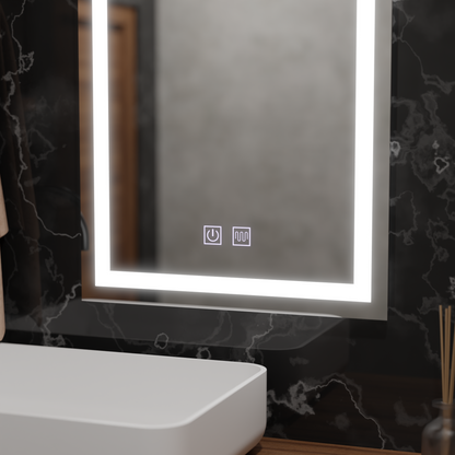 Prostokątne lustro LED, 45x60cm, RADIANTE Touch, system odmgławiania, ściemniane lustra Korman E Domyślny tytuł Alessandro Design