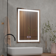 Prostokątne lustro LED, 45x60cm, RADIANTE Touch, system odmgławiania, ściemniane lustra Korman E Domyślny tytuł Alessandro Design