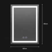 Lustro prostokątne LED, 60x80cm, RADIANTE Touch, zimne światło, system odmgławiania, możliwość przyciemniania