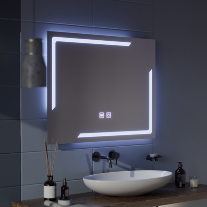 Prostokątne lustro LED, 80x60cm, ECLISSA Touch, system odmgławiania, ściemniane lustra Korman E Domyślny tytuł Alessandro Design