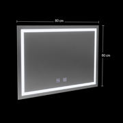 Lustro prostokątne LED, 80x60cm, RADIANTE Touch, system odmgławiania, możliwość ściemniania