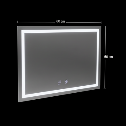 Lustro prostokątne LED, 80x60cm, RADIANTE Touch, system odmgławiania, możliwość ściemniania