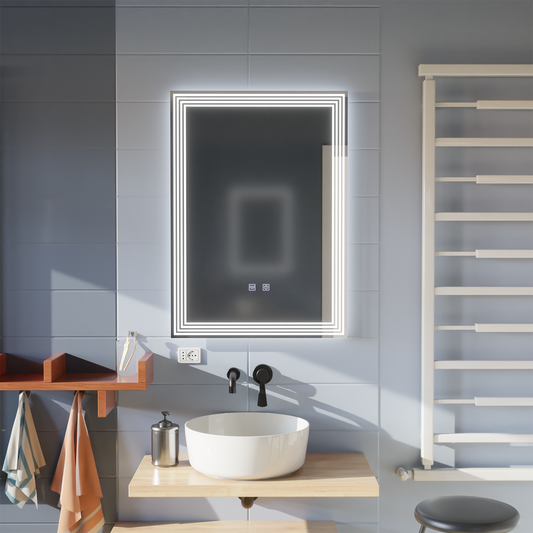 Prostokątne lustro LED, odmgławiacz, 50x70cm, lusterka ADIS Basic Touch Korman E Domyślny tytuł Alessandro Design