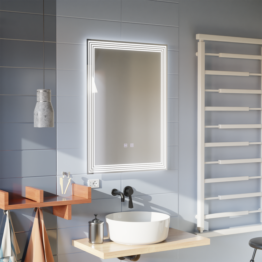 Prostokątne lustro LED, odmgławiacz, 50x70cm, lusterka ADIS Basic Touch Korman E Domyślny tytuł Alessandro Design