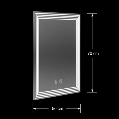 Prostokątne lustro LED, Demist, 50x70cm, ADIS Basic Touch