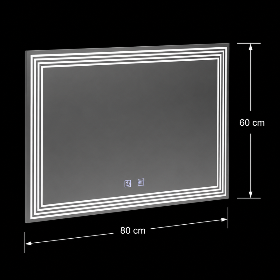 Prostokątne lustro LED, przeciwmgielne, 60x80cm, ADIS Basic Touch 