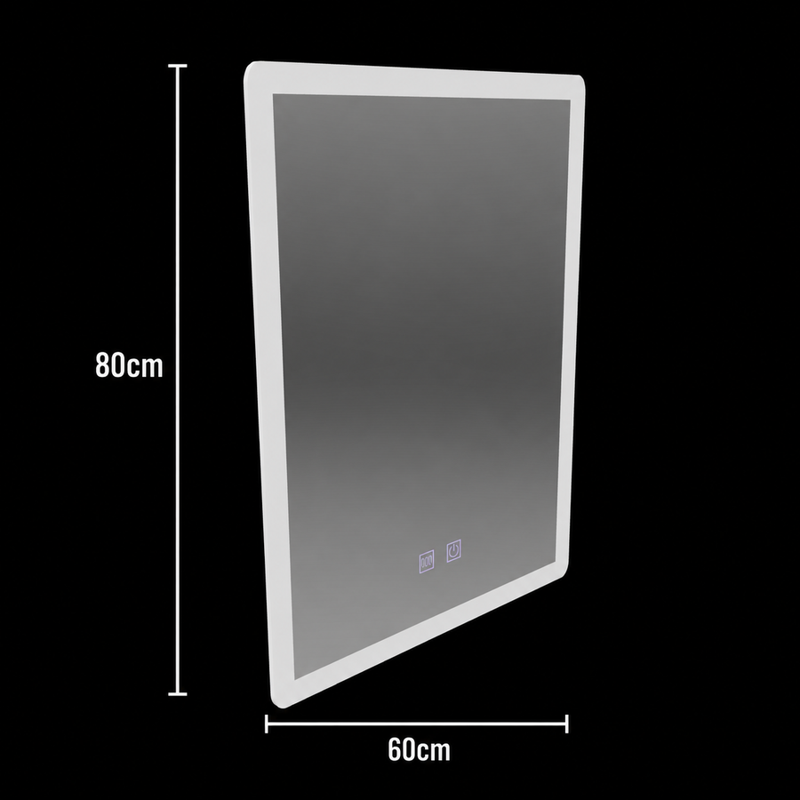 Lustro prostokątne LED 60x80cm, dotykowe VENERA, system odmgławiania, ściemnialne