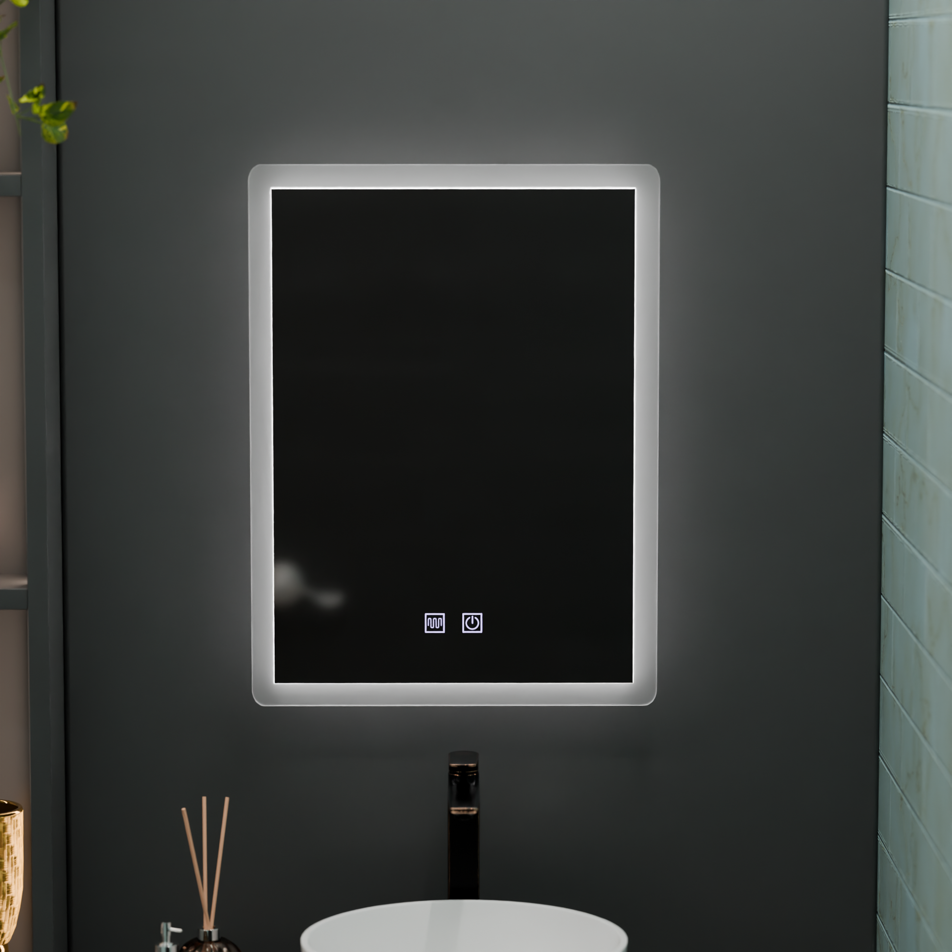 Prostokątne lustro LED, 60x80cm, dotykowy VENERA, system odmgławiania, ściemniane lustra Korman E Domyślny tytuł Alessandro Design