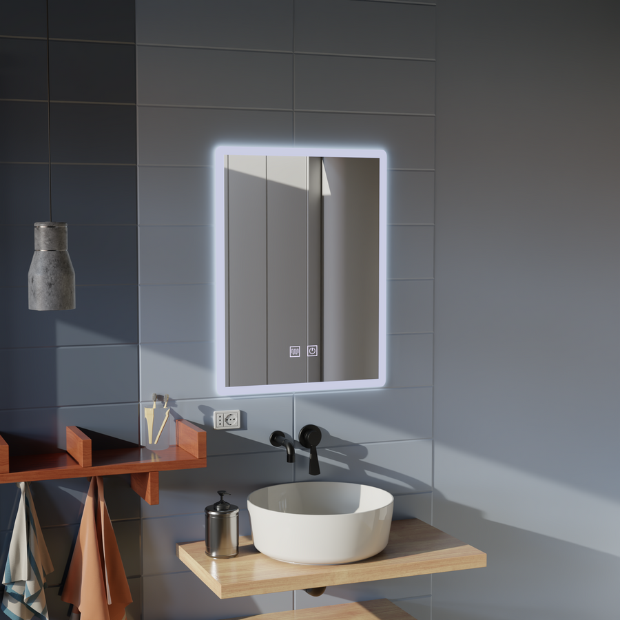 Prostokątne lustro LED, 60x80cm, dotykowy VENERA, system odmgławiania, ściemniane lustra Korman E Domyślny tytuł Alessandro Design