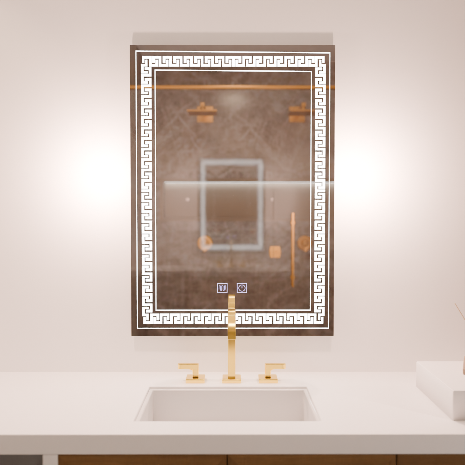 Prostokątne lustro LED, 60x80cm, Touch Vivido, system odmgławiania, ściemniane lustra Korman E Domyślny tytuł Alessandro Design