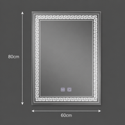 Prostokątne lustro LED, 60x80cm, Touch Vivido, System odmgławiania, Możliwość przyciemniania