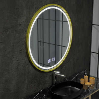 Okrągłe lusterko LED, 50 cm, dotyk glanz, system wyłączania, stokrotka