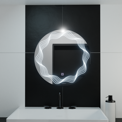 Okrągłe lustro LED 60 cm, Flusso Touch, system odmgławiania, ściemniane lustra Korman E Domyślny tytuł Alessandro Design