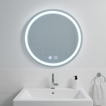 Okrągłe lustro LED, 60 cm, światło dotykowe, system odmgławiania, ściemniane lustra Korman E Domyślny tytuł Alessandro Design