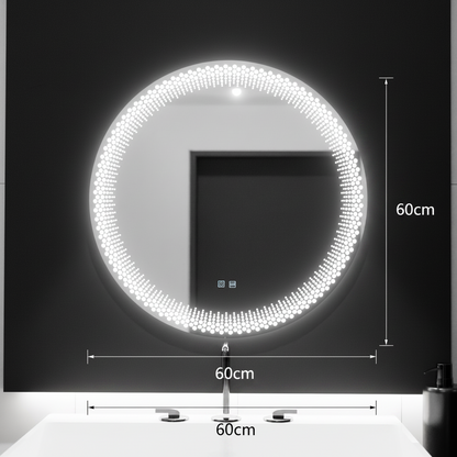 Lustro okrągłe LED 60 cm, dotyk Stellaire, system odmgławiania, możliwość przyciemniania