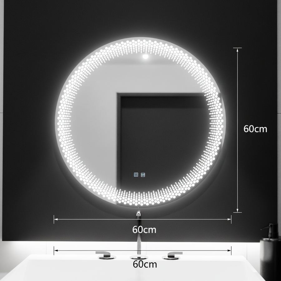 Lustro okrągłe LED 60 cm, dotyk Stellaire, system odmgławiania, możliwość przyciemniania