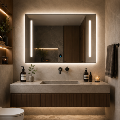 Lustro Giga LED, 80x60cm, srebrne, dotykowe, światło 6000K