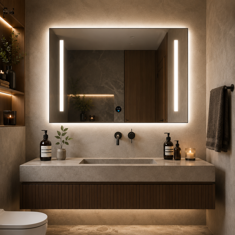 Lustro Giga LED, 80x60cm, srebrne, dotykowe, światło 6000K