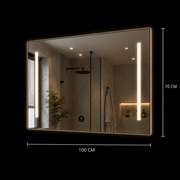 Lustro Giga LED, 80x60cm, srebrne, dotykowe, światło 6000K
