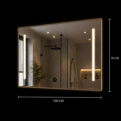 Lustro Giga LED, 80x60cm, srebrne, dotykowe, światło 6000K
