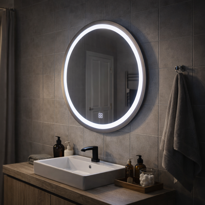 Lustro LED Touch Gallio, średnica 60cm, światło zimne 6000K, szkło