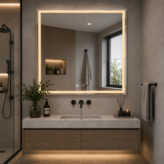 Lustro Giga LED, 80x60cm, srebrne, dotykowe, światło 6000K