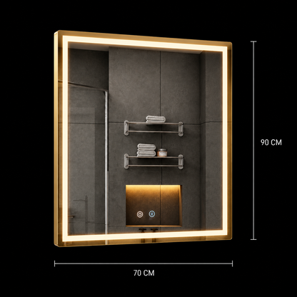 Lustro Giga LED, 80x60cm, srebrne, dotykowe, światło 6000K