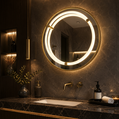 Lustro Giga LED, 80x60cm, srebrne, dotykowe, światło 6000K