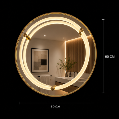Lustro Giga LED, 80x60cm, srebrne, dotykowe, światło 6000K
