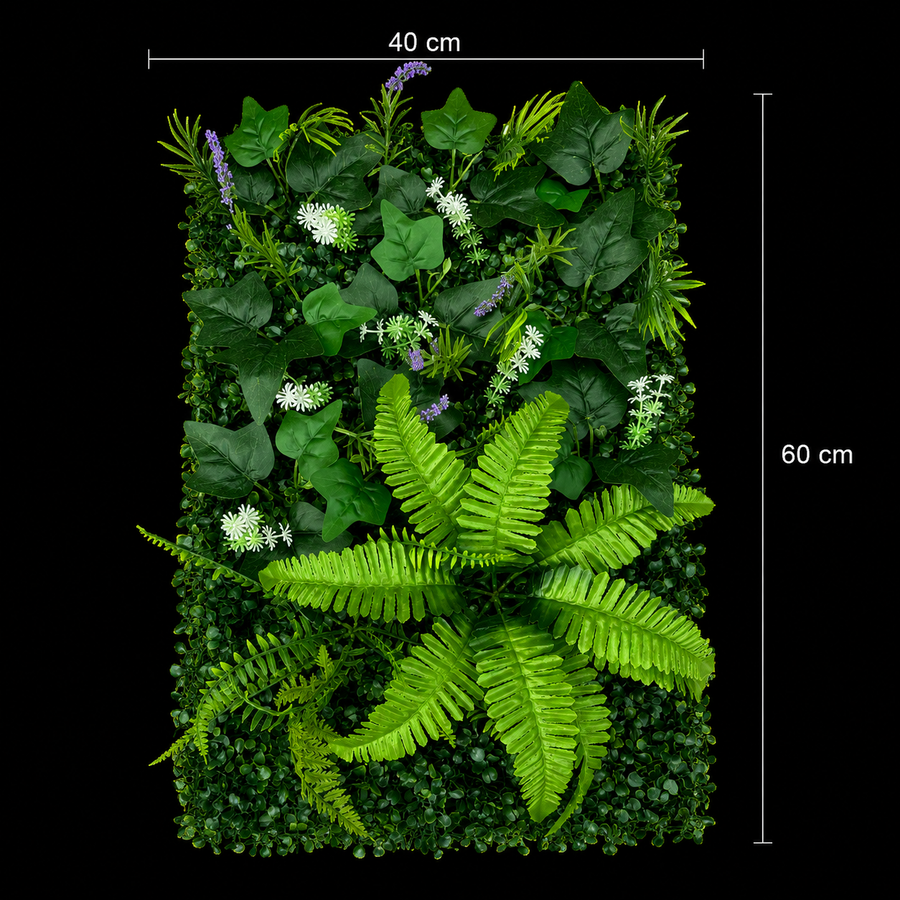 Planta Artificială Panou de Gard Viu Lavandă și Frunze Mixte, 40 x 60 cm, Verde