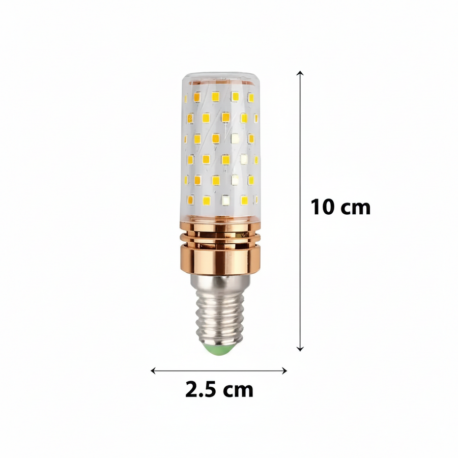 Żarówka LED o mocy 16W, gniazdo E14, światło zimne 6000K, kolor złoty