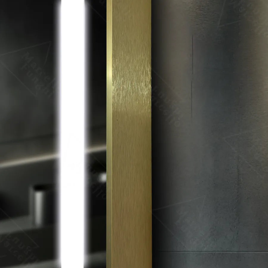 Prostokątne lustro LED, 60x80 cm, Verite Royale Gold MotionGlow Marcello, system odmgławiania, zegar i termometr, przyciemniane lustra Marcello Domyślny tytuł Alessandro Design