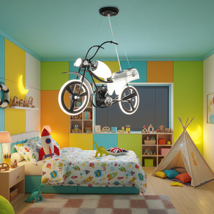 Żyrandol dziecięcy LED MOTO, typ motocykla, 40W, światło zimne/ciepłe/neutralne, czarno-białe żyrandole dziecięce Domyślny tytuł Alessandro Design