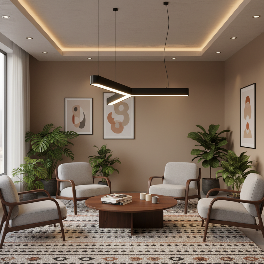 Żyrandol LED podwieszany ANGLE, Ø72cm, 25W, regulowana wysokość, światło zimne 6000K, czarny, metal i akryl