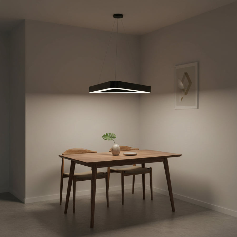 Żyrandol LED podwieszany ANGLE, 60cm, 25W, regulowana wysokość, zimne światło, czarny, metal i akryl