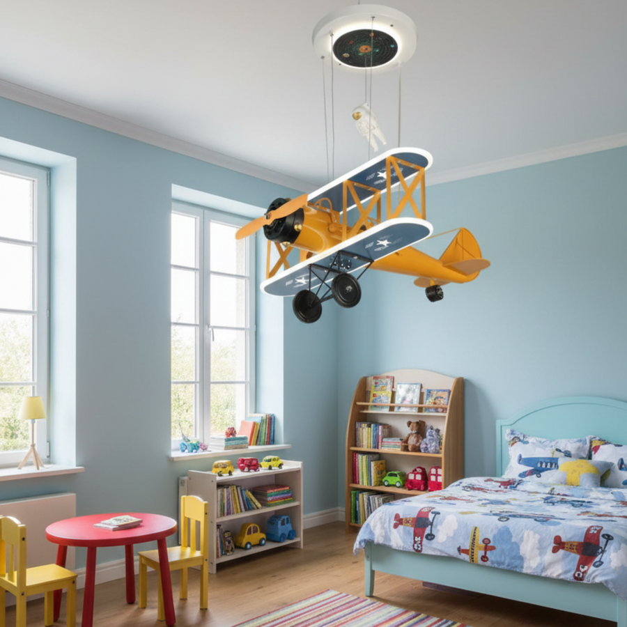 Wiszący żyrandol LED AVION 80W, światło zimne/ciepłe/neutralne, pomarańczowo-niebieskie żyrandole dziecięce Domyślny tytuł Alessandro Design