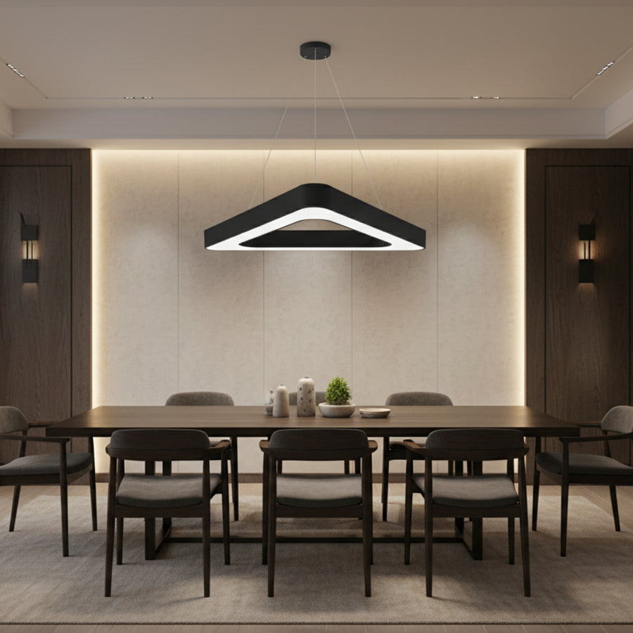 Żyrandol LED podwieszany ANGLE, 60cm, 25W, regulowana wysokość, zimne światło, czarny, metal i akryl