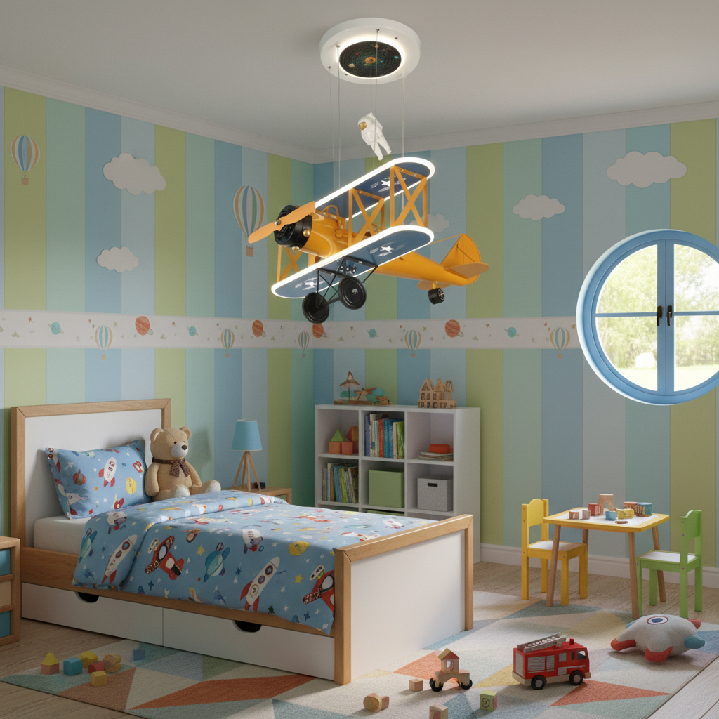 Wiszący żyrandol LED AVION 80W, światło zimne/ciepłe/neutralne, pomarańczowo-niebieskie żyrandole dziecięce Domyślny tytuł Alessandro Design