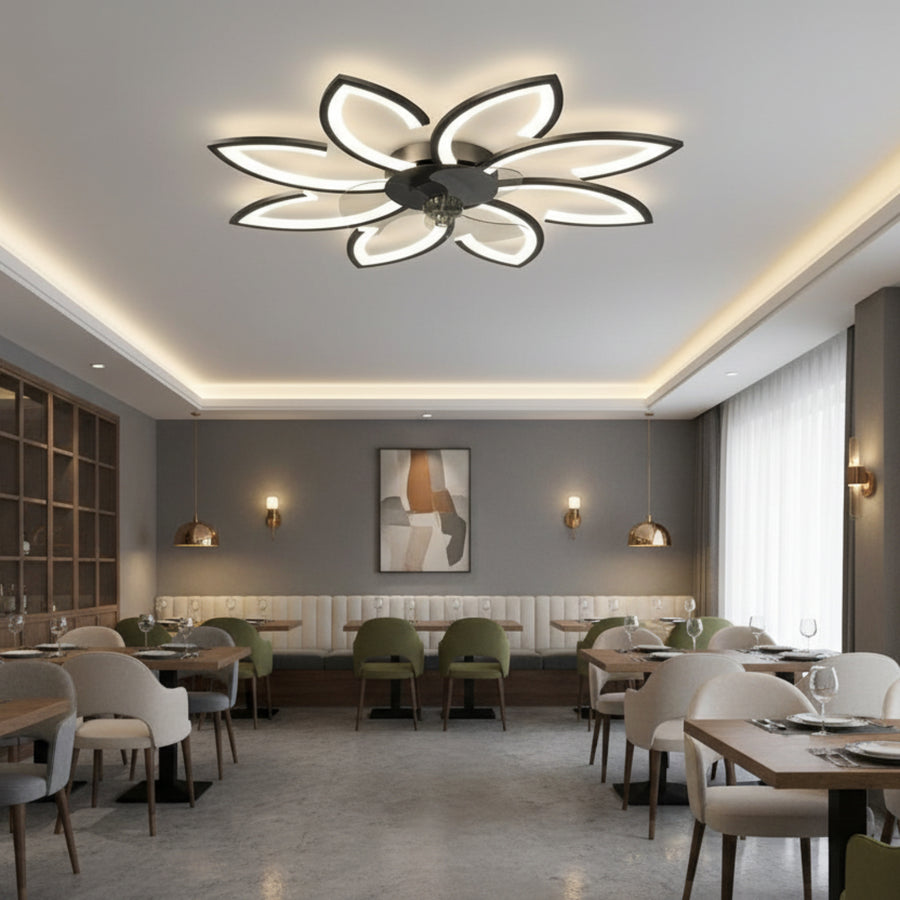 Żyrandol LED ANEMO Fan z pilotem, 47W, G87cm, światło zimne/neutralne/ciepłe, metal i plastik, czarny