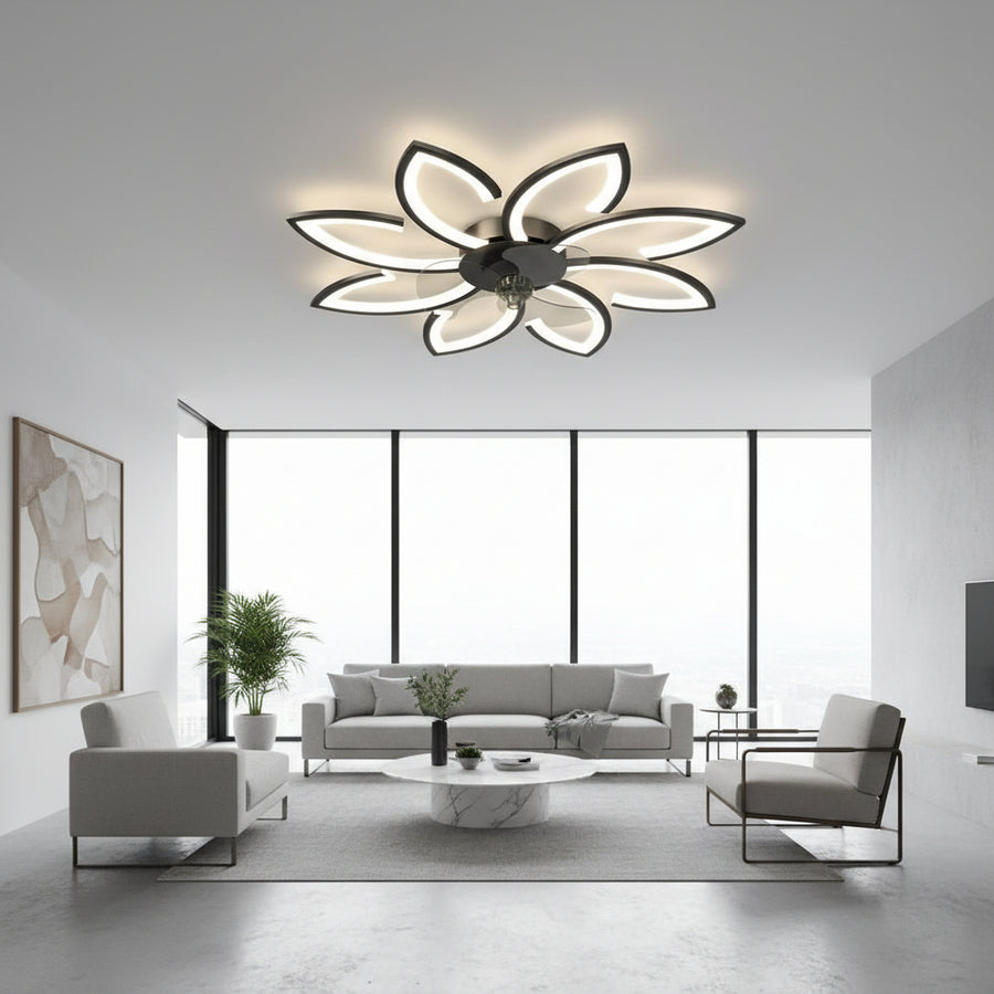 Żyrandol LED ANEMO Fan z pilotem, 47W, G87cm, światło zimne/neutralne/ciepłe, metal i plastik, czarny