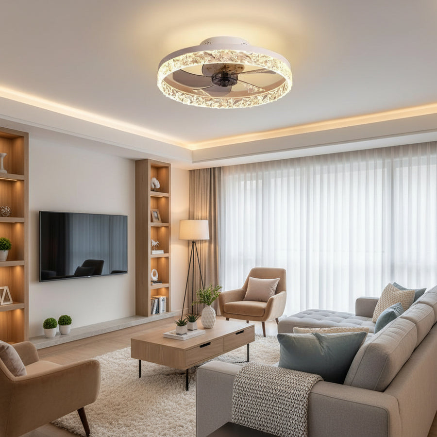 Żyrandol LED VEYA z pilotem, 38 W, śr. 50 cm, światło zimne/neutralne/ciepłe, metal i plastik, biały
